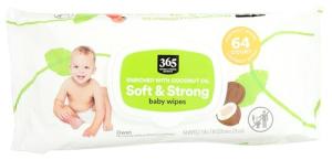 365 by Whole Foods Market, Soft & Strong Disposable Baby Wipes, Enriched with Coconut Oil, 64 Count