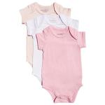 123 Bear Baby Cotton Spandex Short-Sleeve bodysuits unisex boy girl (Pink 3pk, Newborn)