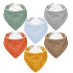 NISXABEBE Muslin Baby Bibs,Soft Triangular Baby Bandana Drool Bibs for Baby Boy Girl,Solid Colors Bib for Drooling Teething 6 Pack(Unisex)