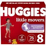 Huggies Size 8 Diapers, Little Movers Baby Diapers, Size 8 (46+ lbs), 76 Count (2 Packs of 38), Packaging May Vary
