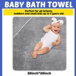 Reginary 4 Pack Baby Hooded Towels Coral Fleece Baby Bath Towels 30 x 30 Inch Soft Absorbent Hooded Bath Blanket for Newborn Toddler Infant Boy Girl Shower Gift Supplies (Gray)