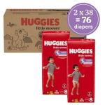 Huggies Size 8 Diapers, Little Movers Baby Diapers, Size 8 (46+ lbs), 76 Count (2 Packs of 38), Packaging May Vary