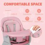 Kinder King 8 in 1 Baby High Chair, Coverts to Dining Booster Seat/Kids Table & Chair Set/Toddler Building Block Table/Kids Stool, Removable Tray & Double Seat Cover, Easy to Wipe, Grey & Pink