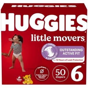 Huggies Size 6 Diapers, Little Movers Baby Diapers, Size 6 (35+ lbs), 50 Count (2 Packs of 25), Packaging May Vary