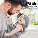 Reginary 4 Pack Baby Hooded Towels Coral Fleece Baby Bath Towels 30 x 30 Inch Soft Absorbent Hooded Bath Blanket for Newborn Toddler Infant Boy Girl Shower Gift Supplies (Gray)