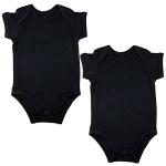 123 Bear Baby Cotton Spandex Infant Bodysuits Long Sleeve and Short Sleeve (Black 2-Pack Short Sleeve, Newborn)