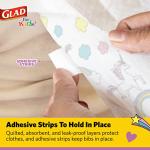 Glad for Kids Unicorn Paper Disposable Bibs with Crumb Catcher for Feeding - Absorbent and Leakproof Eating and Travel Must Haves for Mess-Free Meals, 30 Count