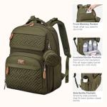 BabbleRoo Diaper Bag Backpack - Travel Large Baby Diaper Bag with Changing pad, Waterproof Baby Bags for Mom & Dad, Unisex Bags with Pacifier Case, Luggage Strap & Stroller Clips– Army Green