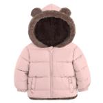 Enlifety Baby Down Jacket for Girls 6-12 Months Pink Bear Ear Zipper Coat with Pocket Winter Warm Thick Hooded Clothes Outwear