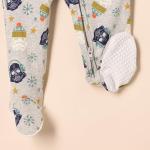Amazon Essentials Disney | Marvel | Star Wars Unisex Babies' Snug-Fit Cotton Footed Pajamas, Star Wars Winter - Sleep & Play, 6-9 Months