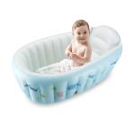 PandaEar Baby Inflatable Bathtub, Portable Travel Baby Infant Bath Tub Toddler Bathtub with Air Pump, Foldable Non-Slip Shower Basin Mini Air Swimming Pool for Newborn (Whale Blue)