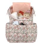Multi-Function Floral Diaper Backpack and Travel Nappy Baby Bag with Changing Pad and Stroller Straps (Freshly Floral)