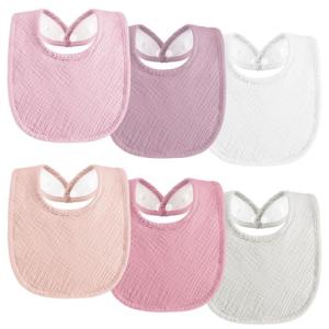 Kewlife gift Muslin Baby Bibs 6-Pack Baby Drool Bandana Bibs for Baby Girls Boys Infant Newborn Toddler Drooling and Teething (Macaron Pink)