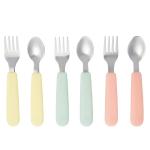Pandaloo Kids Silverware with Soft Silicone Handle | Toddler Fork & Spoon Set (6pcs) | Toddler Utensils | Food-Grade Silicone + Stainless Steel | Dishwasher Safe | Encourages Independent Eating