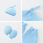 Bibimom Infant Boy Clothes 0-3 Months Knit Round Crew Neck Snap Closure Blue Romper