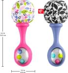 Fisher-Price Newborn Toys Rattle ‘n Rock Maracas, 2 Soft Musical Instruments for Developmental Play Babies Ages 3+ Months, Pink & Purple