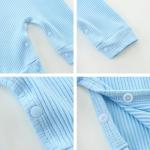 Bibimom Infant Boy Clothes 0-3 Months Knit Round Crew Neck Snap Closure Blue Romper