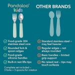 Pandaloo Kids Silverware with Soft Silicone Handle | Toddler Fork & Spoon Set (6pcs) | Toddler Utensils | Food-Grade Silicone + Stainless Steel | Dishwasher Safe | Encourages Independent Eating