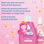 Johnson's Kids Shiny & Soft Hair Conditioning Spray with Argan Oil & Silk Proteins, Tear-Free Conditioning Spray for Shine & Softness, Gentle for Toddler Haircare, 10 fl. oz