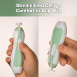 haakaa Baby Nail File Electric Baby Nail Care Set with LED Light, Baby Nail Clippers for Newborn/Infants/Adults Toenails and Fingernails, 6 Replacement Heads & Storage Case, Green