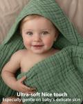 FIEMOL Baby Bath Towels, 100% Muslin Cotton Hooded Baby Towels for Newborn, 2 Pack Baby Towels with Hood for Infant Toddler and Kids, Large 32x32Inch Unisex Bath Essentials, Soft and Absorbent