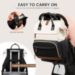 LOVEVOOK Diaper Bag Backpack, Baby Bag with Changing Station, Large Diaper Backpack for Mom Dads, Waterproof Mommy Bag for Boy and Girl, Travel Essential Baby Shower, Black-Beige