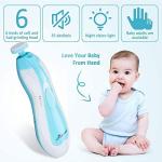 Baby Electric Nail File, 8 in 1 Safe Baby Nail Trimmer, Baby Nail Clippers with 6 Grinding Heads and Light, Baby Nail Care Kit for All Ages
