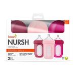 Boon Nursh Bottles - Silicone Baby Bottles Help Ease Colic Symptoms - Formula and Breast Milk Only Touch Platinum Food-Safe Silicone - Medium Flow - 8 Oz - Pink