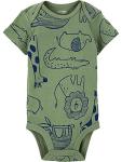 Simple Joys by Carter's Baby Boys' Short-Sleeve Bodysuit, Pack of 6, Multicolor/Alligator/Forest Animals/Stripe, 3-6 Months