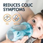 Boon Nursh Bottles - Silicone Baby Bottles Help Ease Colic Symptoms - Formula and Breast Milk Only Touch Platinum Food-Safe Silicone - Medium Flow - 8 Oz - Tie Dye