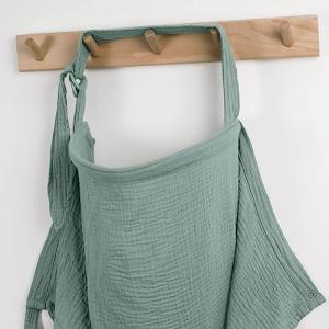 Blissful Diary Muslin Nursing Cover for Breastfeeding, Breathable Breastfeeding Cover up with Arch Neckline for Women, Nursing Apron (Roman Green)