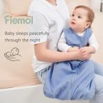 FIEMOL Baby Sleep Sack 6-12 Months, 100% Cotton Sleeping Sack for Newborn and Infant, 3 Pack Baby Wearable Blanket, 0.5 Tog Lightweight Double Zipper Sleep Bag Cyan