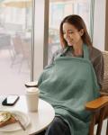 Blissful Diary Muslin Nursing Cover for Breastfeeding, Breathable Breastfeeding Cover up with Arch Neckline for Women, Nursing Apron (Roman Green)