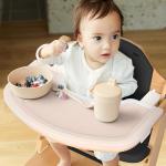 Cowiewie Natural Wooden High Chair for Babies & Toddlers 3-Tier Remove & 2 Adjustable Tray, 8 Adjustable Highchair with Cushions, Easy to Clean (Black)