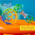 Bright Starts Easy-Grasp Oball Bundle Gift Set - Grasp The Day, Ball and Rattle Toys 2-Pack, BPA Free, Unisex, Newborn+