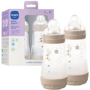 MAM Easy Start Anti-Colic Baby Bottle 9 oz, Medium Flow, Breastfeeding-Like Silicone Nipple Bottle, Reduces Colic, Gas, & Reflux, Easy-to-Clean, BPA-Free, Vented Baby Bottles for Newborns, 2+ Months