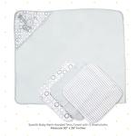 Spasilk 4-Piece Soft Terry Hooded Bath Towel and Washcloth Set, 1 Baby Towel and 3 Baby Washcloths for Newborn Boys and Girls, Gray Lion