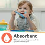 Nuby 100% Natural Cotton Muslin Bib - Bib with Teething Corner (2-Pack) 3+ Months - Zoo