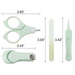 PandaEar Baby Nail Manicure Pedicure Grooming Care Kit (4 Pack)| Clippers Scissors File Tweezers | Newborn Infant Toddler Kids|1 Months Plus (Green)