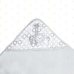 Spasilk 4-Piece Soft Terry Hooded Bath Towel and Washcloth Set, 1 Baby Towel and 3 Baby Washcloths for Newborn Boys and Girls, Gray Lion