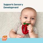 RaZbaby Bites Silicone Baby Teething Toy – Sensory Toy with Textured BerryBumps for Teething Relief, Easy-to-Hold Fruit Shape, BPA-Free, Soothes Front & Back Teeth – Gift for Babies, 3 Months+, Red