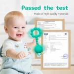 Teething Toys for Babies 0-6 Months, Baby Rattles 6 to 12 Months, 2-in-1 Rattle and Teether Toy for Soothing Sore Gums and Keeps Little Ones Entertained, Food Grade Silicone, Spearmint