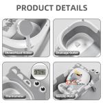 TPN Collapsible Baby Bathtub, Baby Bath Tub with Soft Cushion & Real-Time Thermometer, Baby Bathtub Infant to Toddler Tub (0-36 Months), Portable Travel Baby Tubs for Newborns (Grey)