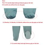 Aablexema Baby Footie Pajamas with Mitten Cuffs, Double Zipper Infant Cotton clothes Sleeper Pjs, Footed Sleep Play (0-3m, Ivory & Grey & Blue)