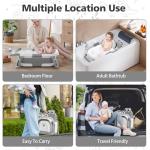 TPN Collapsible Baby Bathtub, Baby Bath Tub with Soft Cushion & Real-Time Thermometer, Baby Bathtub Infant to Toddler Tub (0-36 Months), Portable Travel Baby Tubs for Newborns (Grey)
