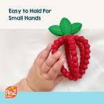 RaZbaby Bites Silicone Baby Teething Toy – Sensory Toy with Textured BerryBumps for Teething Relief, Easy-to-Hold Fruit Shape, BPA-Free, Soothes Front & Back Teeth – Gift for Babies, 3 Months+, Red
