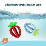 RaZbaby Bites Silicone Baby Teething Toy – Sensory Toy with Textured BerryBumps for Teething Relief, Easy-to-Hold Fruit Shape, BPA-Free, Soothes Front & Back Teeth – Gift for Babies, 3 Months+, Red