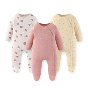 JELYLOVE Unisex Baby Boy Girl Footies Rompers Cotton Long Sleeve 3 Pack Infant Jumpsuits 0-12Months Babies' Outfits