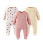 JELYLOVE Unisex Baby Boy Girl Footies Rompers Cotton Long Sleeve 3 Pack Infant Jumpsuits 0-12Months Babies' Outfits