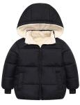 Baby Boys Girls Winter Coat 1-2T Infants Black Fleece Outerwear 1-2 Year Newborn Puffer Jackets for Babies 12-24 Months Thicken Plush Down Alternative with Removable Fur Hooded 1st New Year Coats